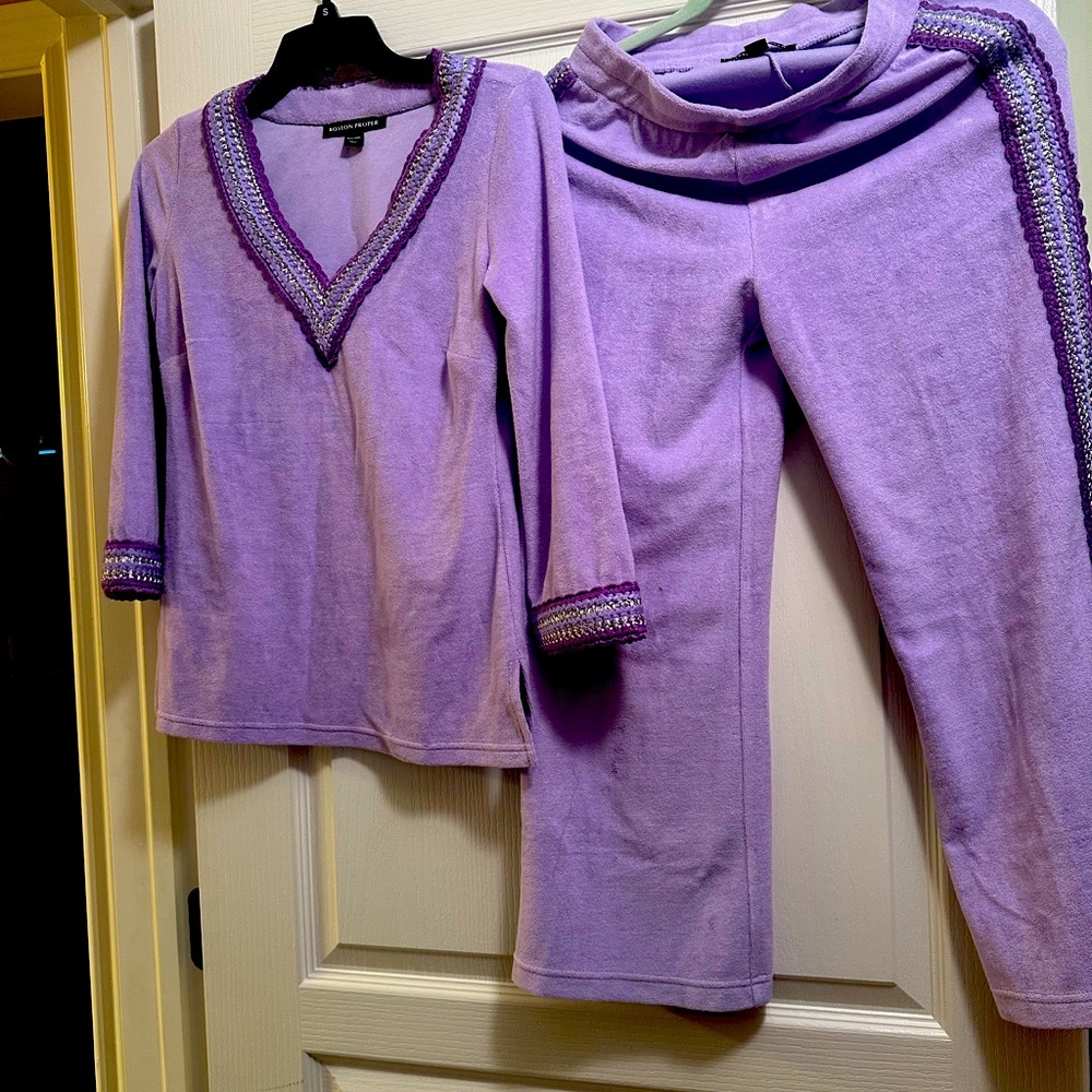 Boston Proper Lavender Terry Two-Piece Set - Picture 8 of 11